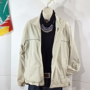 Page & Tuttle cream nylon zip front jacket M